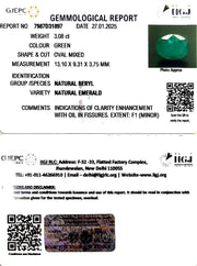 3.08/CT Natural Panna Stone with Govt. Lab Certificate-8991